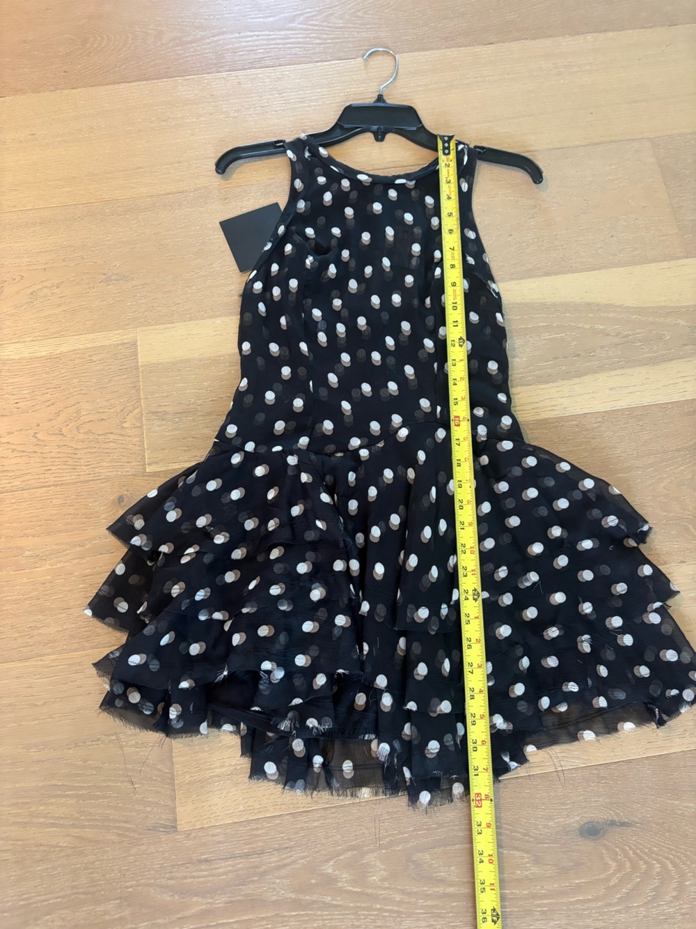 Free People Raven Printed Mini Dress XS Night Combo NWT Dot Printed Ruffle black - Picture 15 of 15